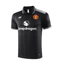 Mens Manchester United Polo Shirt Black 2025/26