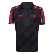 Mens Adidas Originals Manchester United Jersey 3 Stripes Pure Cotton Black Shirt 2025/26 - Match