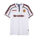 Mens Manchester United Retro White Jersey 1998/99