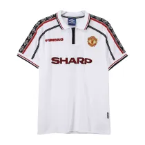 Mens Manchester United Retro White Jersey 1998/99