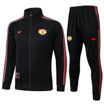 Mens Manchester United Jacket + Pants Training Suit Black 2025/26