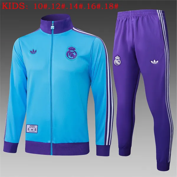 Kids Real Madrid Jacket + Pants Training Suit Blue 2025/26