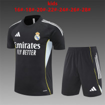 Kids Real Madrid Short Training Suit Black 2025/26