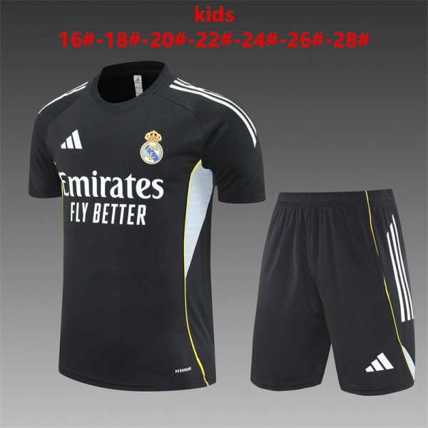 Kids Real Madrid Short Training Suit Black 2025/26