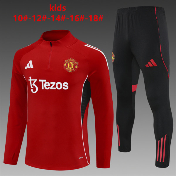 Kids Manchester United Training Suit Red 2025/26