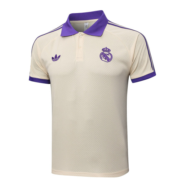 Mens Real Madrid Polo Shirt Apricot 2025/26