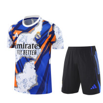 Mens Real Madrid Short Training Suit White - Blue 2025/26
