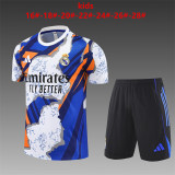 Kids Real Madrid Short Training Suit White - Blue 2025/26
