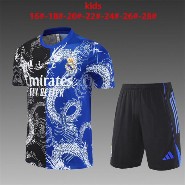 Kids Real Madrid Short Training Suit Blue - Black 2025/26
