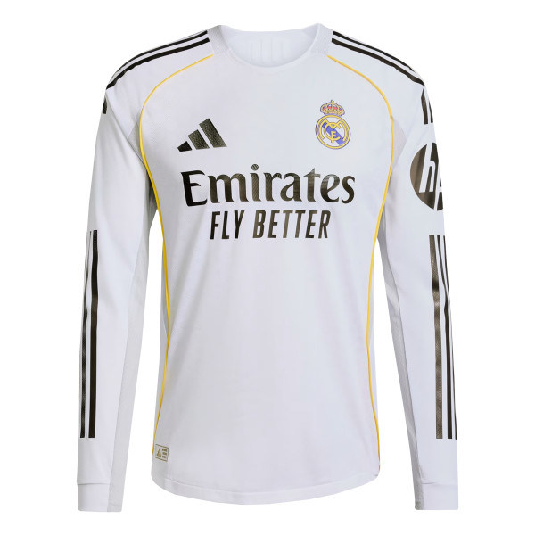 Mens Real Madrid Home Authentic Jersey Long Sleeve 2025/26 - Match
