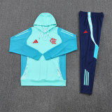 Mens Flamengo Hoodie Sweatshirt + Pants Training Suit Light Blue 2025/26