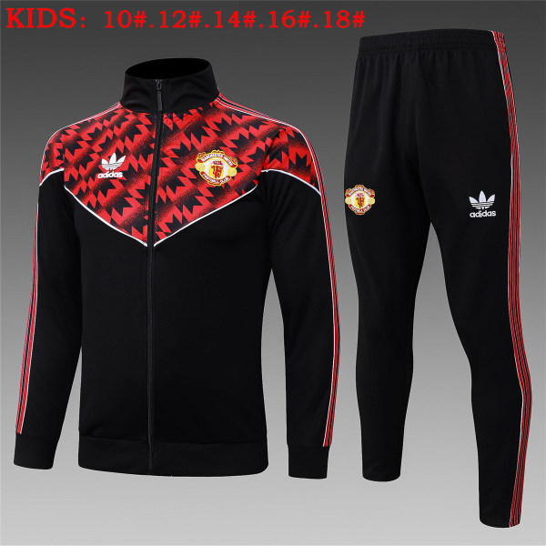 Kids Manchester United Jacket + Pants Training Suit Black 2025/26