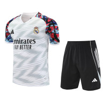 Mens Real Madrid Short Training Suit White - Grey 2025/26