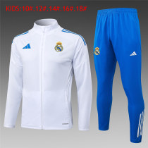 Kids Real Madrid Jacket + Pants Training Suit White - Blue 2025/26