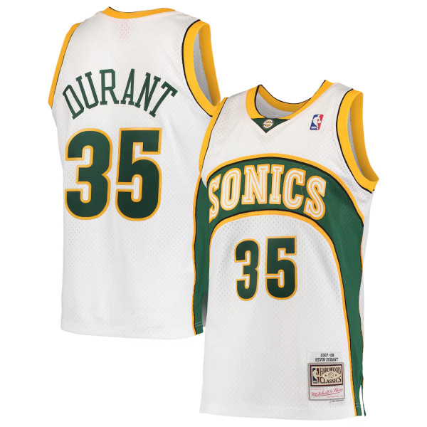 Mens Mitchell & Ness Kevin Durant White Seattle SuperSonics Hardwood Classics Swingman Jersey