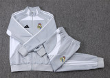 Kids Real Madrid Jacket + Pants Training Suit Light Grey 2025/26