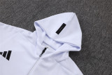 Mens Real Madrid Hoodie Jacket + Pants Training Suit White 2025/26