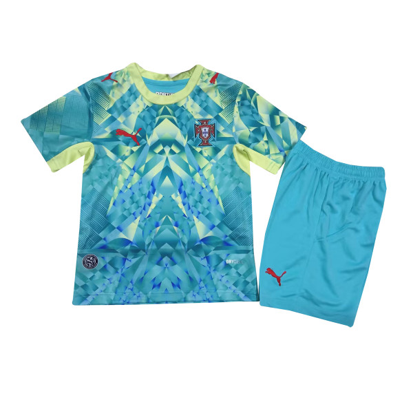 Kids Portugal Goalkeeper Aqua Jersey FIFA World Cup 2026