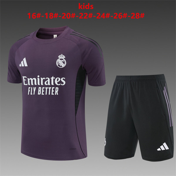Kids Real Madrid Short Training Suit Purple 2025/26