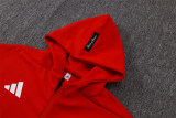 Mens Manchester United Hoodie Jacket + Pants Training Suit Red 2025/26