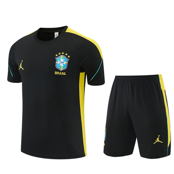 Mens Brazil Short Training Suit Jordan Black - Yellow 2026