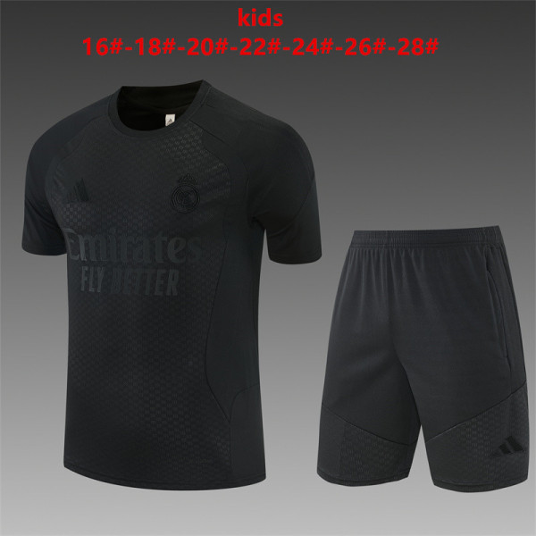 Kids Real Madrid Short Training Suit Black 2026/27