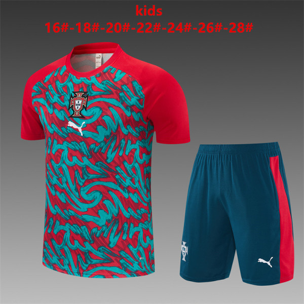 Kids Portugal Short Training Suit Red Pattern 2026
