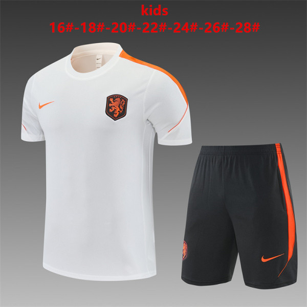Kids Netherlands Short Training Suit White 2026
