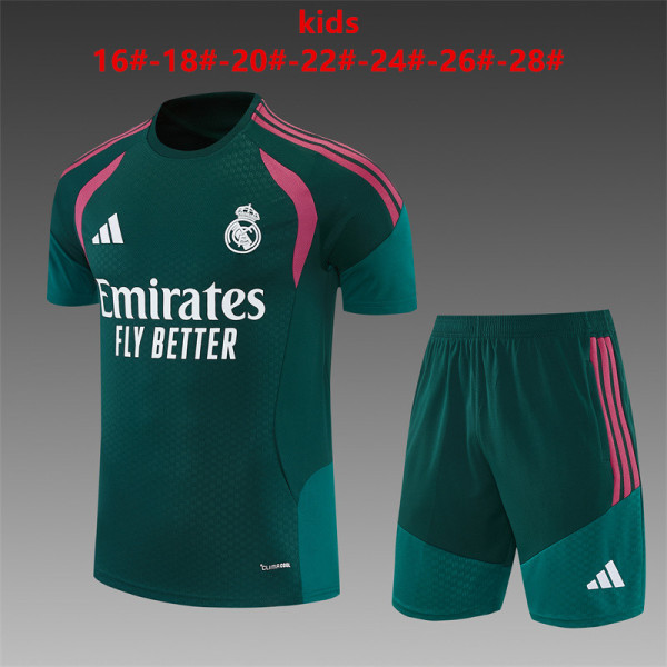 Kids Real Madrid Short Training Suit Dark Green 2026/27