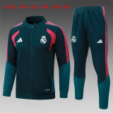 Kids Real Madrid Jacket + Pants Training Suit Dark Green 2026/27