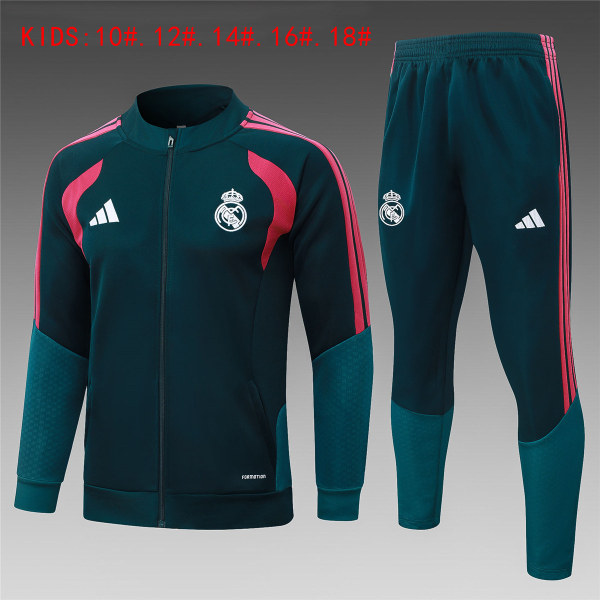 Kids Real Madrid Jacket + Pants Training Suit Dark Green 2026/27