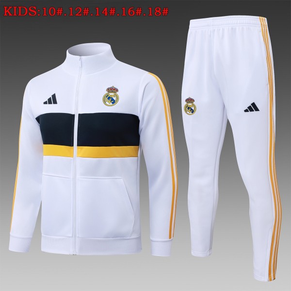 Kids Real Madrid Jacket + Pants Training Suit White - Black 2026/27