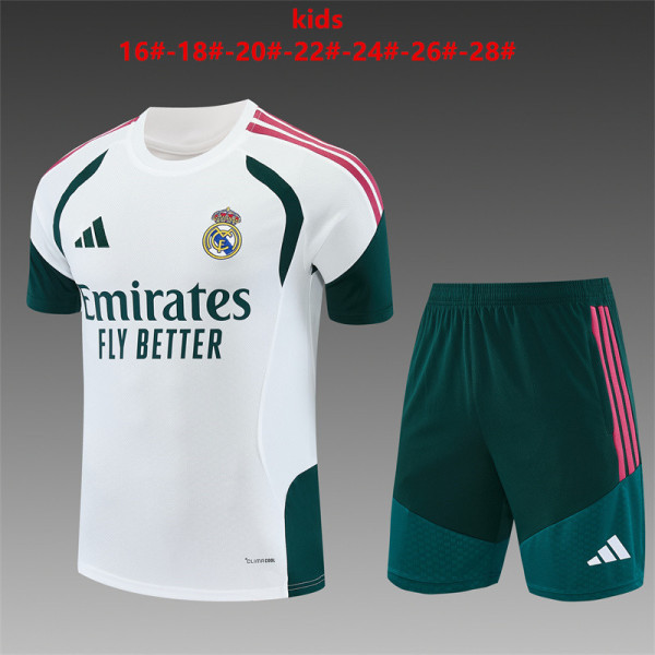 Kids Real Madrid Short Training Suit White 2026/27