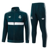 Mens Real Madrid Jacket + Pants Training Suit Dark Green 2026/27