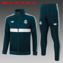 Kids Real Madrid Jacket + Pants Training Suit Dark Green 2026/27