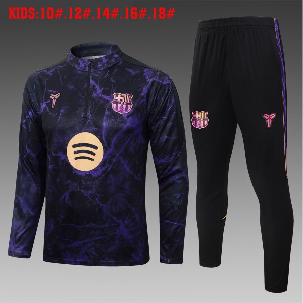 Kids Barcelona Training Suit Black - Purple 2026/27