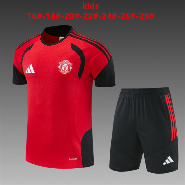 Kids Manchester United Short Training Suit Red 2026/27