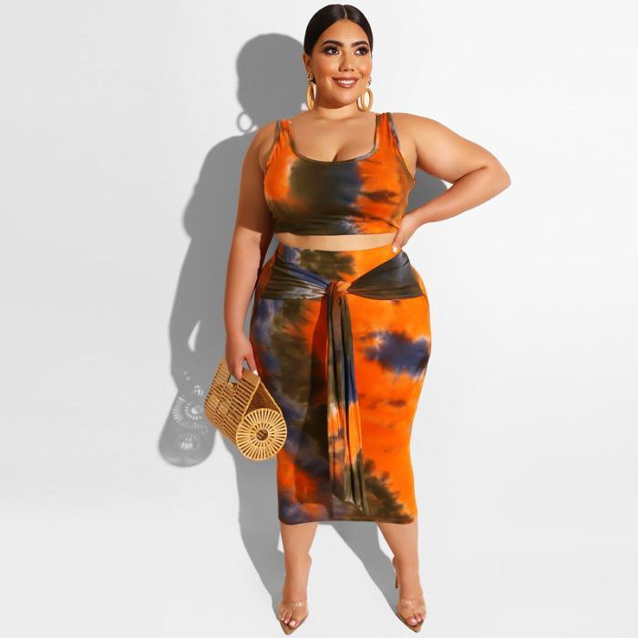 Plus Size Printed Two Pieces Dress