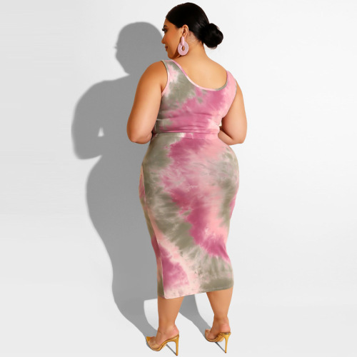 Plus Size Printed Two Pieces Dress