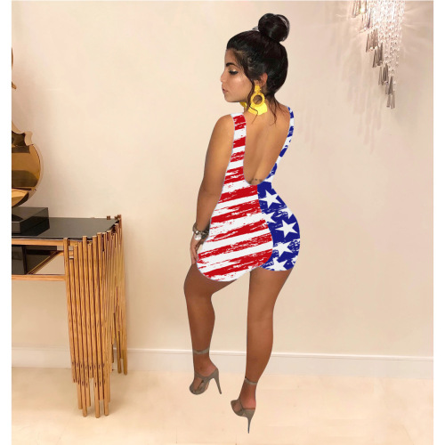 Women National Flag Print Sexy Jumpsuit