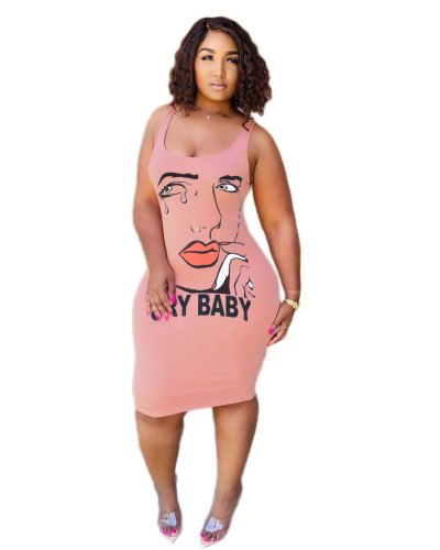Sleeveless Cry Baby Printed Summer Dress
