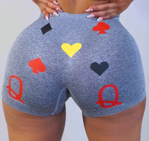 Sexy Tight Poker Printed Short Yoga Pants