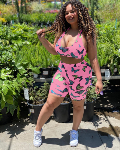 Hot Sale Sexy Butterfly Printed Two-piece Set