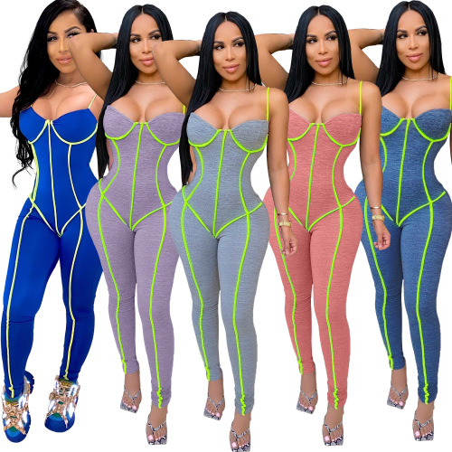 Fashion Sexy Top Tight Strap Jogging Jumpsuit