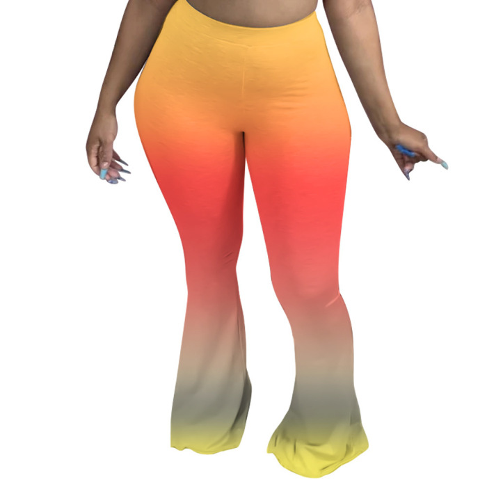 Colorful Gradient Mop Pants Bell-bottom Pants