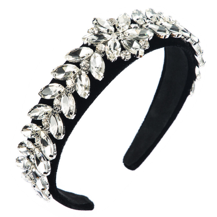 Glass Diamond Velvet Wide-Brimmed Headband