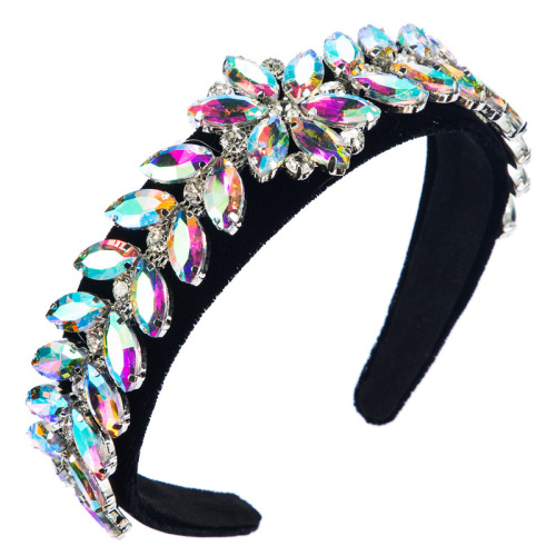 Glass Diamond Velvet Wide-Brimmed Headband