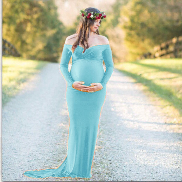 Pregnant V-neck Trailed Maternity dress