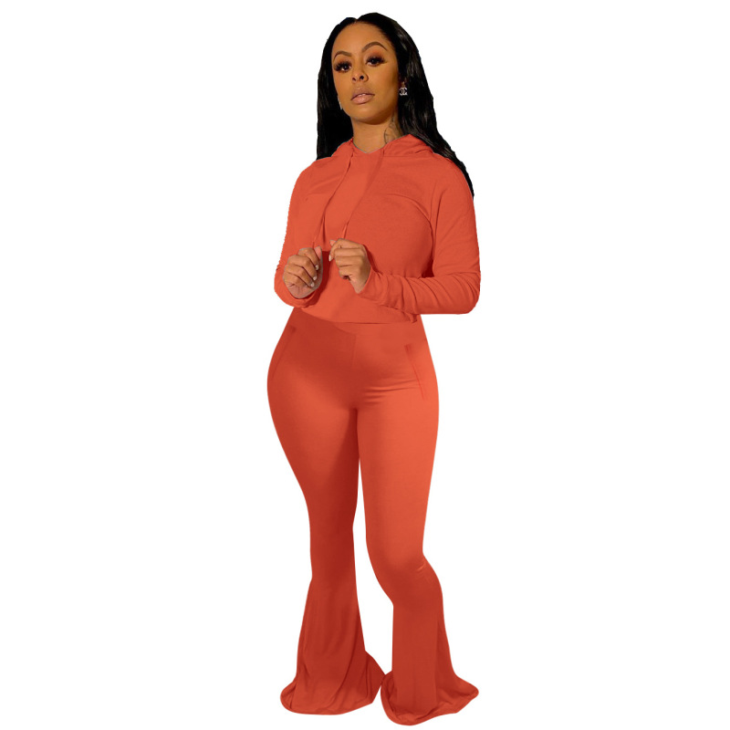Hot Style Slim Fit Flared Trousers Sport Two-Piece Set