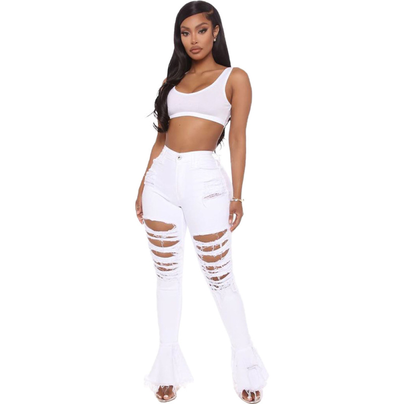 Sexy Cute Ripped Flounces Jeans